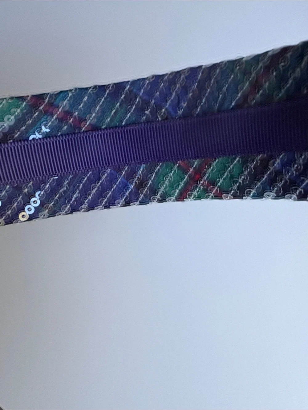 NWT J Crew Factory Sequin Blue Tartan Puff Headband